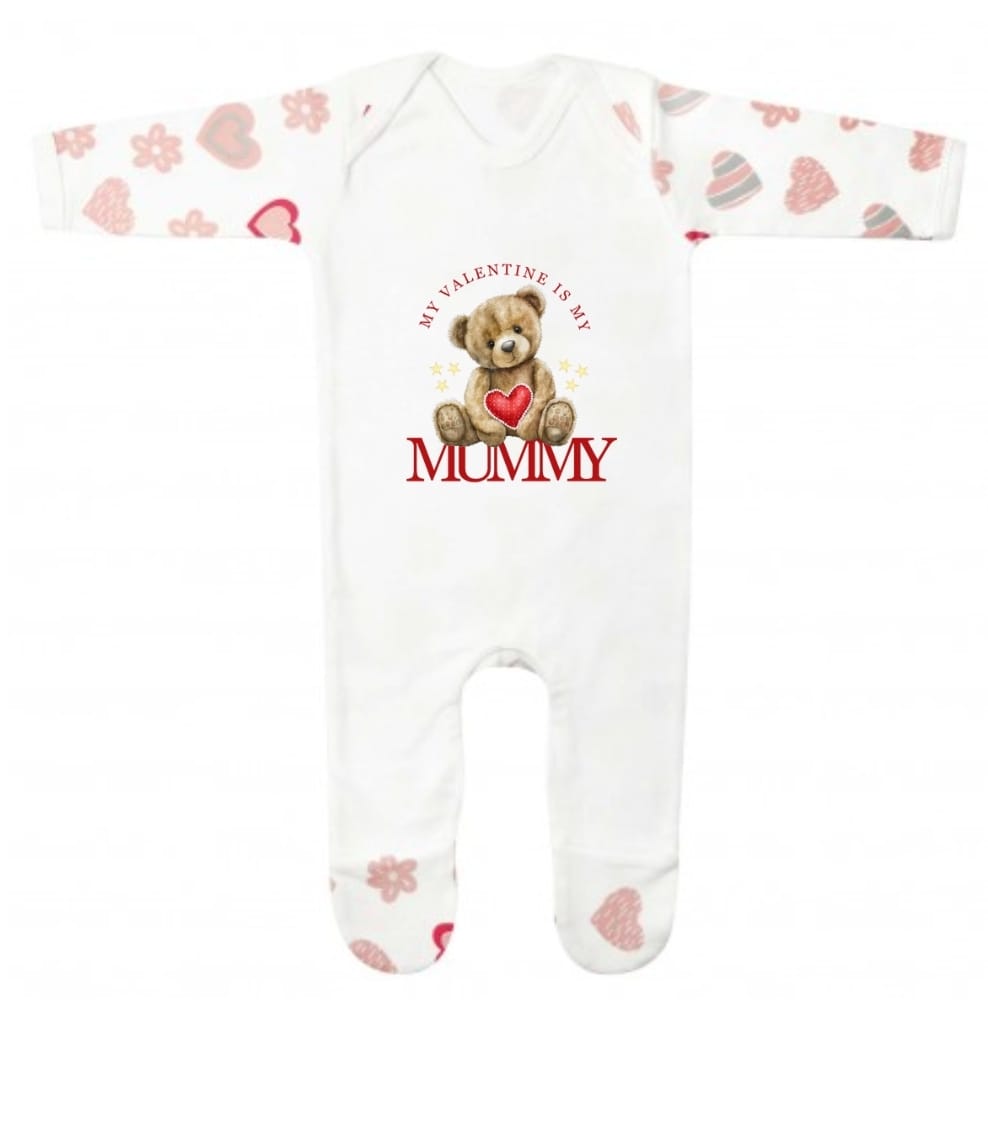 children's valentines day pyjamas and baby rompers