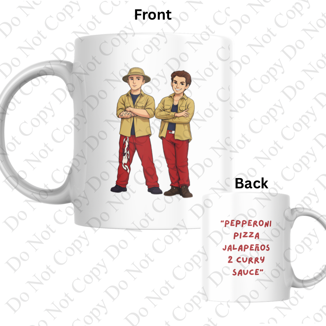Tom and Aitch, pepperoni pizza mug