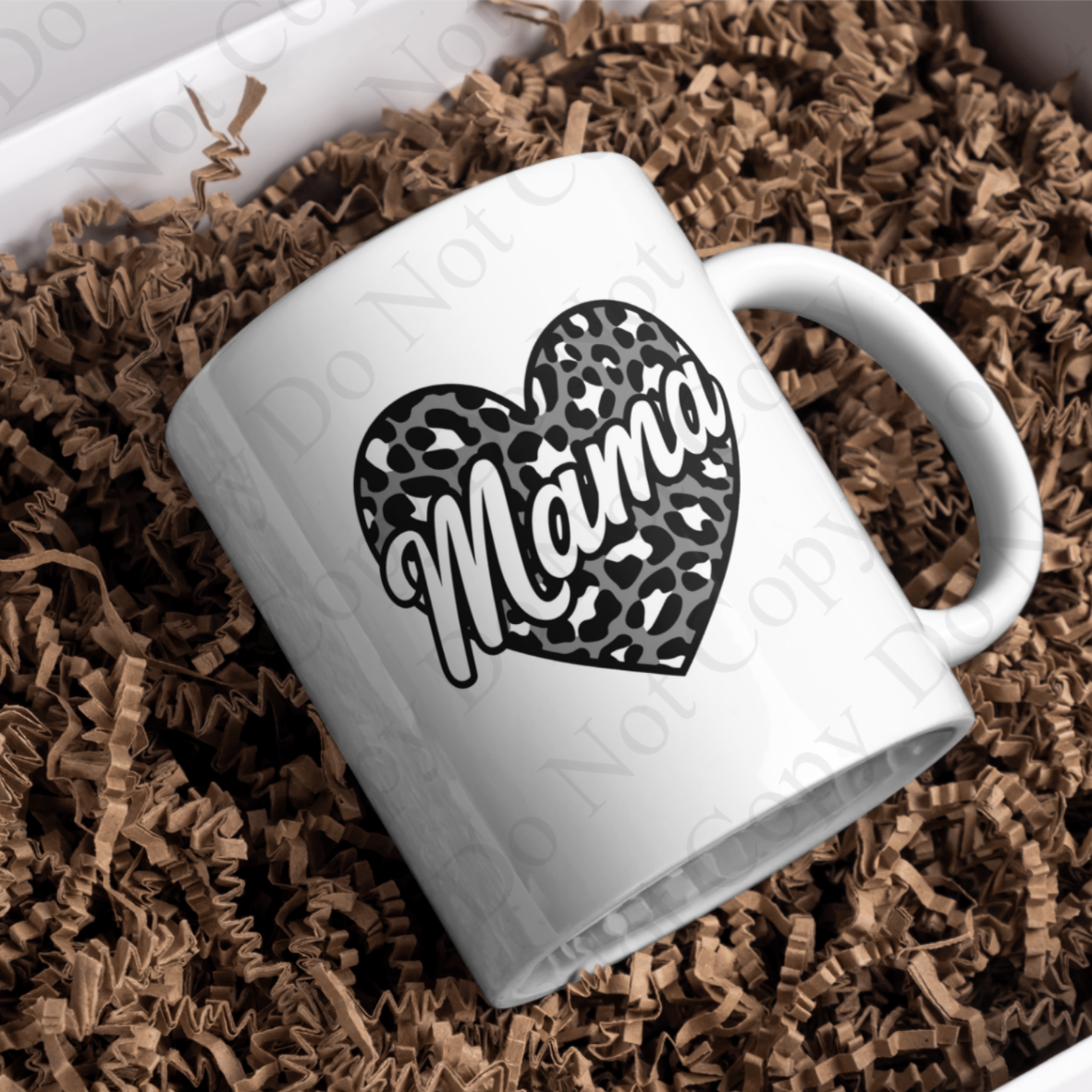 Mama leopard print heart mug