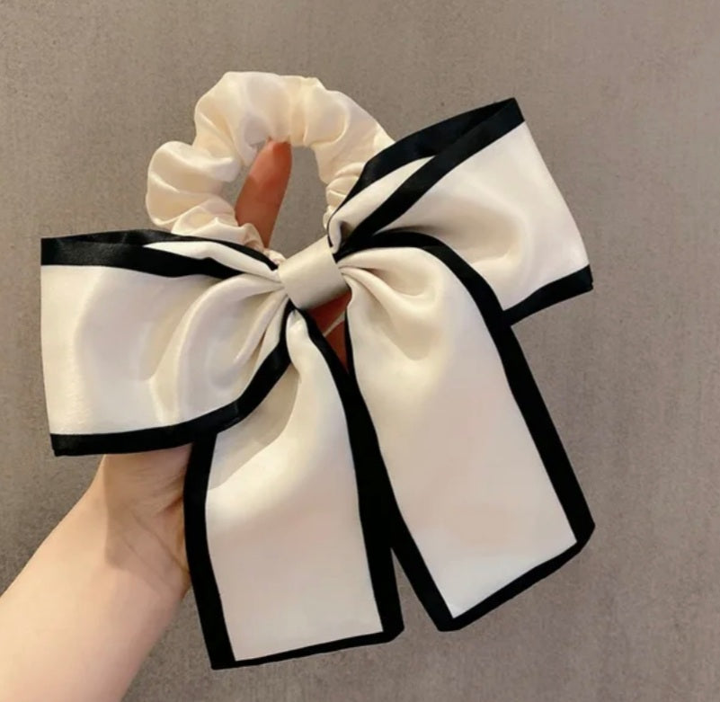 Personalised satin two tone hairbow scrunchie bobbles/band