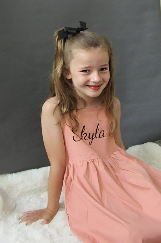 Girls strappy personalised/customised summer dress
