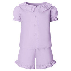 Children’s custom printed linen tshirt and shorts frill set