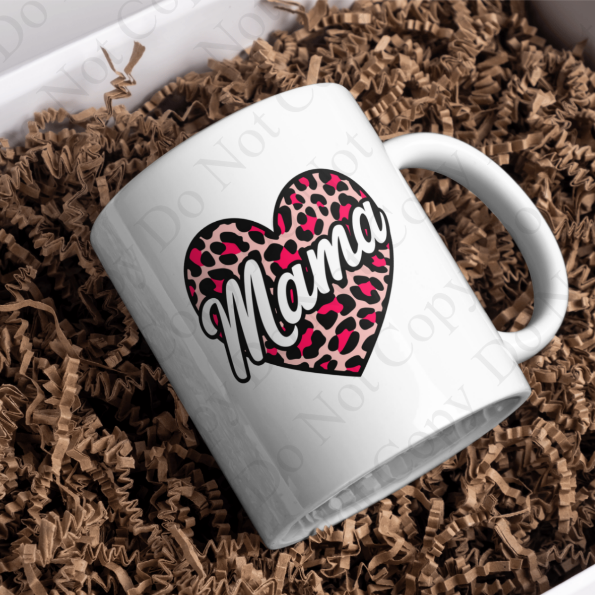 Mama leopard print heart mug