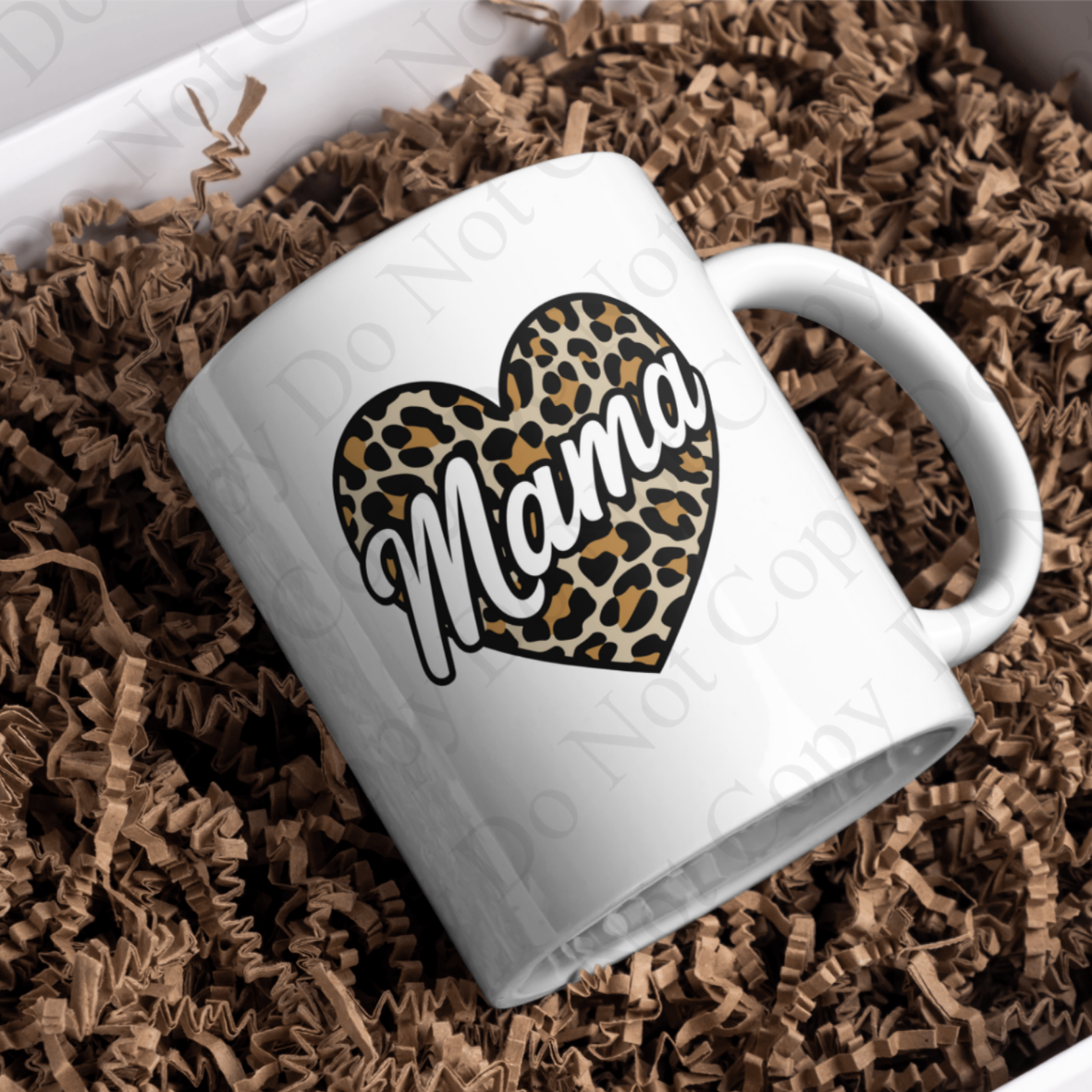 Mama leopard print heart mug