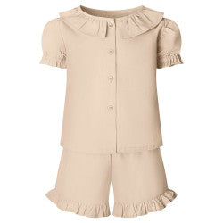Children’s custom printed linen tshirt and shorts frill set