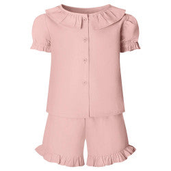 Children’s custom printed linen tshirt and shorts frill set