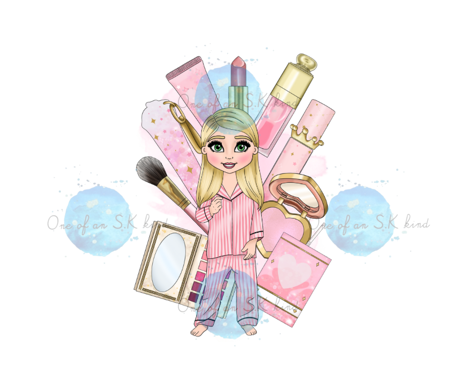 Makeup dolly satin pyjamas kids/adults