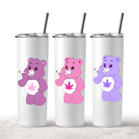 20oz stainless steel tumbler ft Smokey the 420 bear.