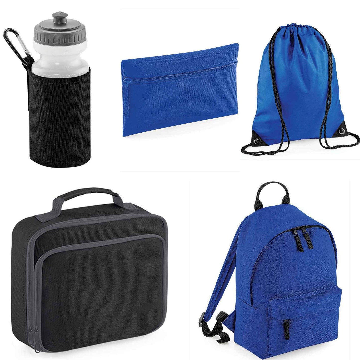 6 piece back to school bag set! Comes with matching personalised/customised with a print of your choice!