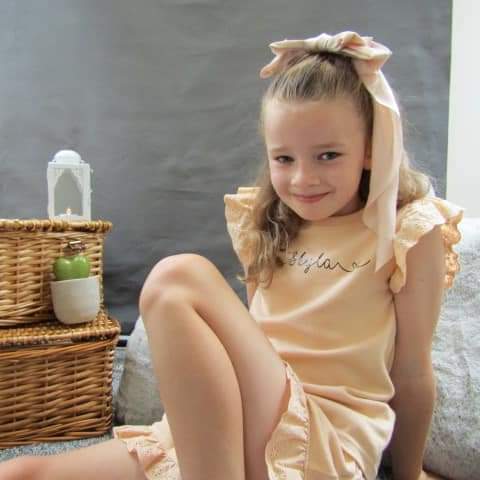 Girls summer Anglaise frill shorts and tee sets