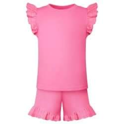 Girls summer Anglaise frill shorts and tee sets