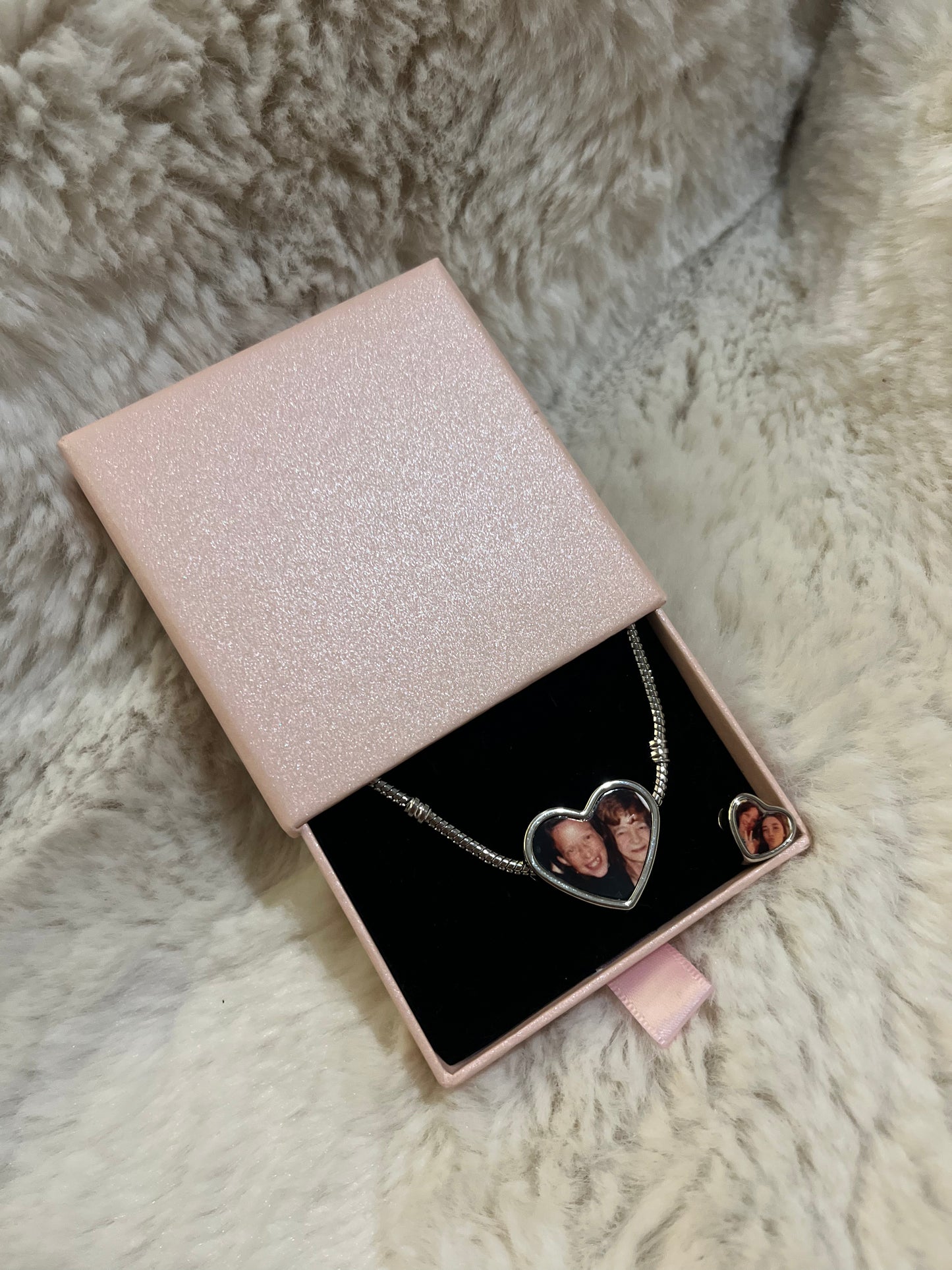 Photo printed charm bracelet and charms.