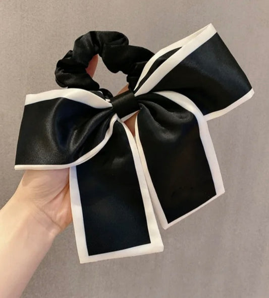 Personalised satin two tone hairbow scrunchie bobbles/band