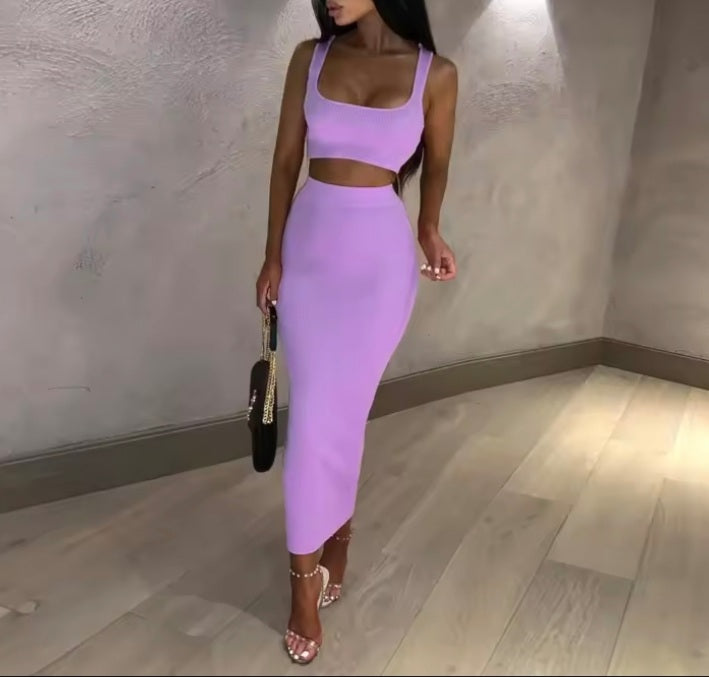 Womens 2 piece skirt and cropped top