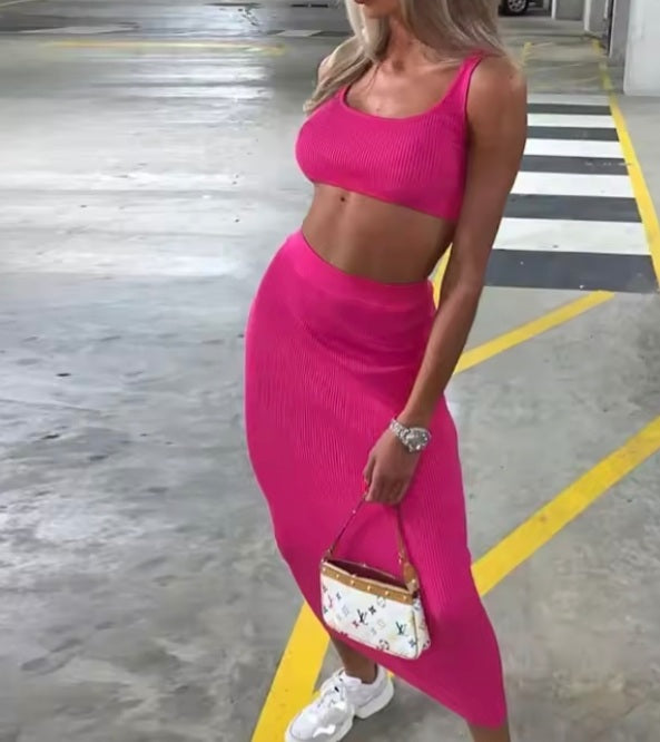 Womens 2 piece skirt and cropped top